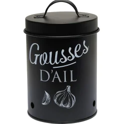 Boîte de conservation métal noir pour ail^Gifi Discount
