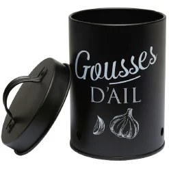 Boîte de conservation métal noir pour ail^Gifi Discount