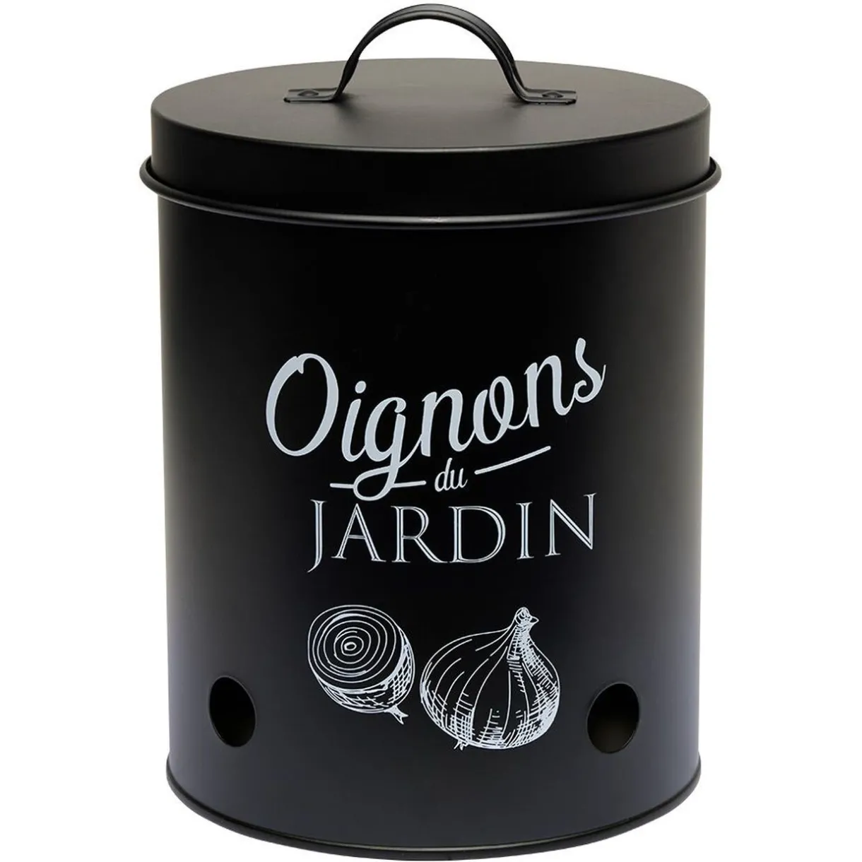 Boîte de conservation métal noir pour oignon^Gifi New