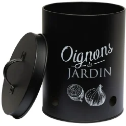 Boîte de conservation métal noir pour oignon^Gifi New
