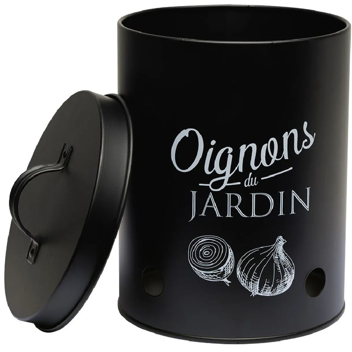 Boîte de conservation métal noir pour oignon^Gifi New
