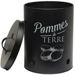 Boîte de conservation métal noir pour pomme de terre^Gifi Outlet