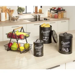 Boîte de conservation métal noir pour pomme de terre^Gifi Outlet