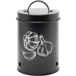 Boîte de conservation pour ail en métal noir^Gifi Discount