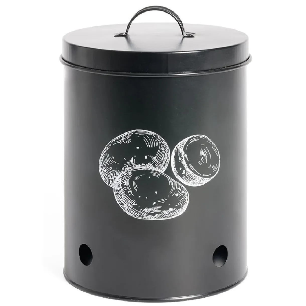 Boîte de conservation pour pommes de terre en métal noir^Gifi