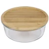 Boîte de conservation ronde en verre avec couvercle en bambou 1,2L^Gifi Clearance