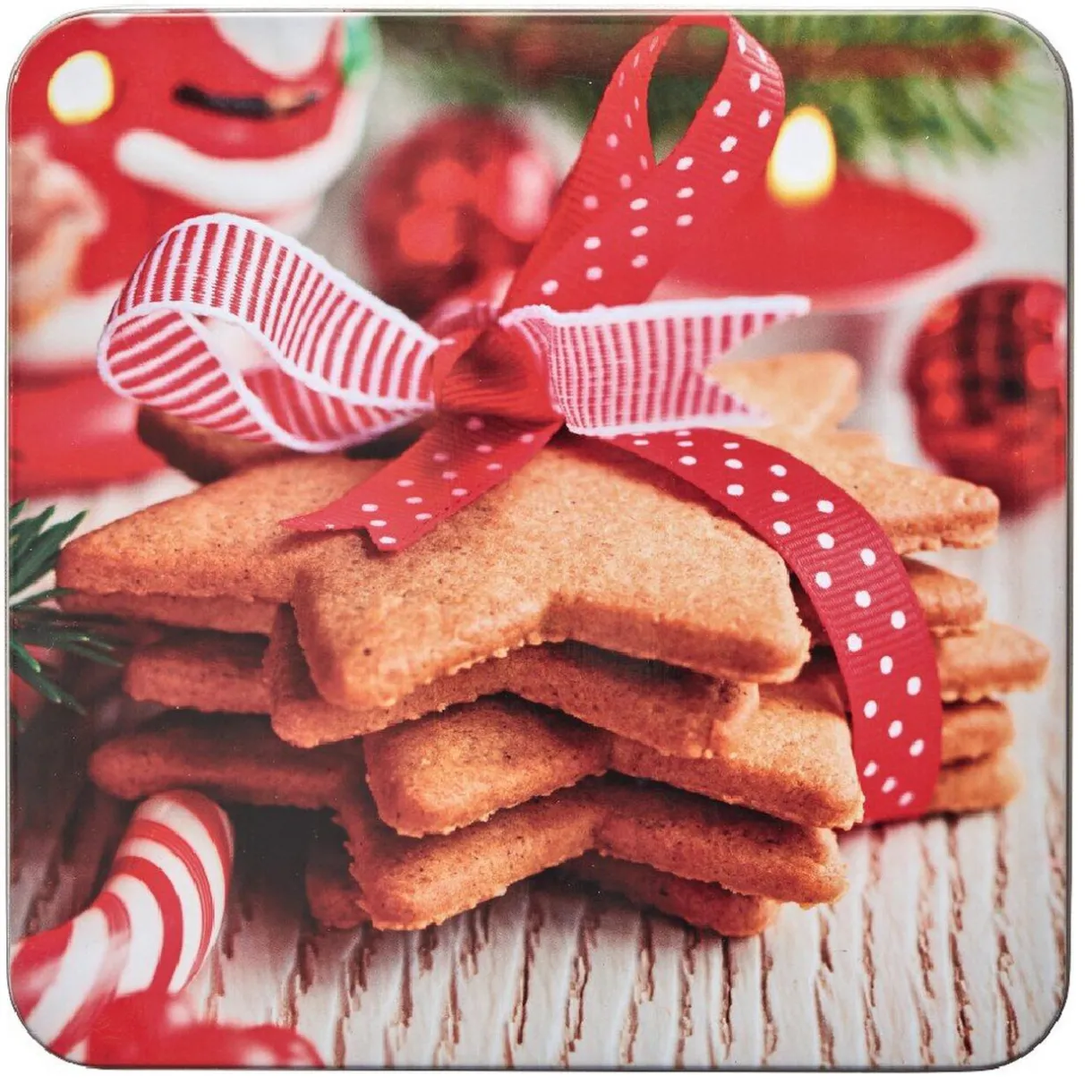 Boîte de Noël carré vintage métal motif biscuit étoile^Gifi Hot