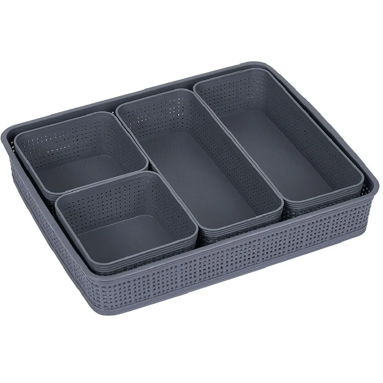 Entretien Du Linge|Gifi Boîte de rangement 5 compartiments L34 x L28,5 cm