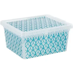 Rangement|Gifi Boîte de rangement 2 L transparente avec motifs bleus