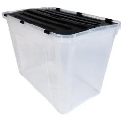 Rangement|Gifi Boîte de rangement avec couvercle noir 60 L