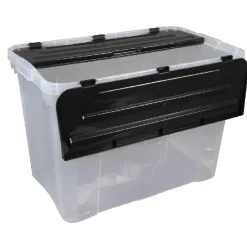 Rangement|Gifi Boîte de rangement avec couvercle noir 60 L