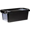 Discount Gifi Boîte de rangement avec couvercle noir transparent 4L