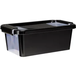 Discount Gifi Boîte de rangement avec couvercle noir transparent 4L