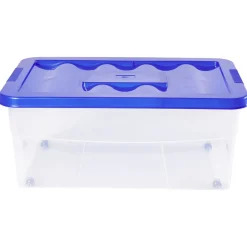 Rangement|Gifi Boîte de rangement avec roulettes et couvercle 46 L