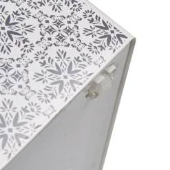 Rangement|Gifi Boîte de rangement bohème blanc gris et couvercle gris 50 L