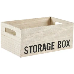 Entretien Du Linge|Gifi Boîte de rangement bois inscription Storage Box H13cm