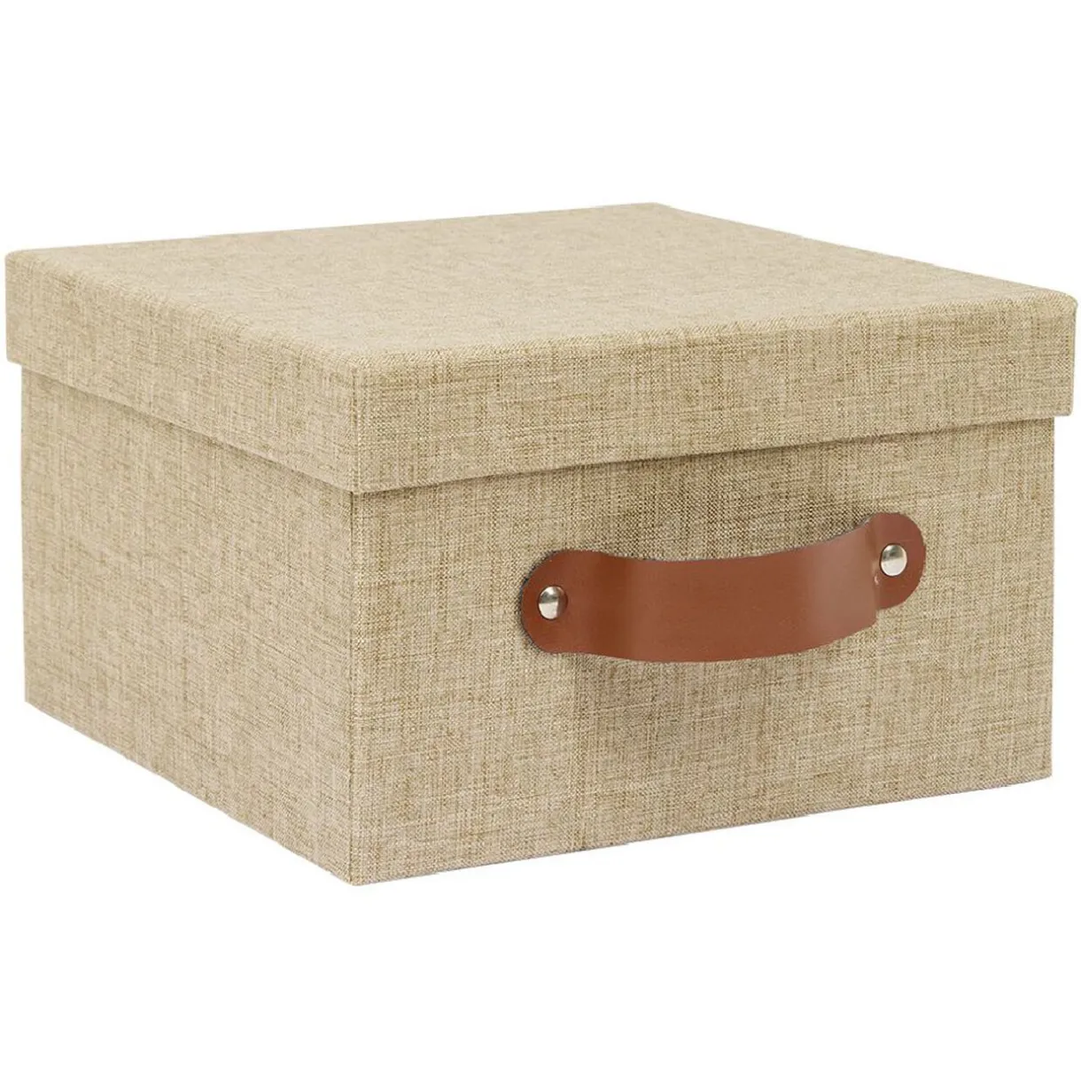 Rangement|Gifi Boîte de rangement décor lin beige 21x21xH12,5cm