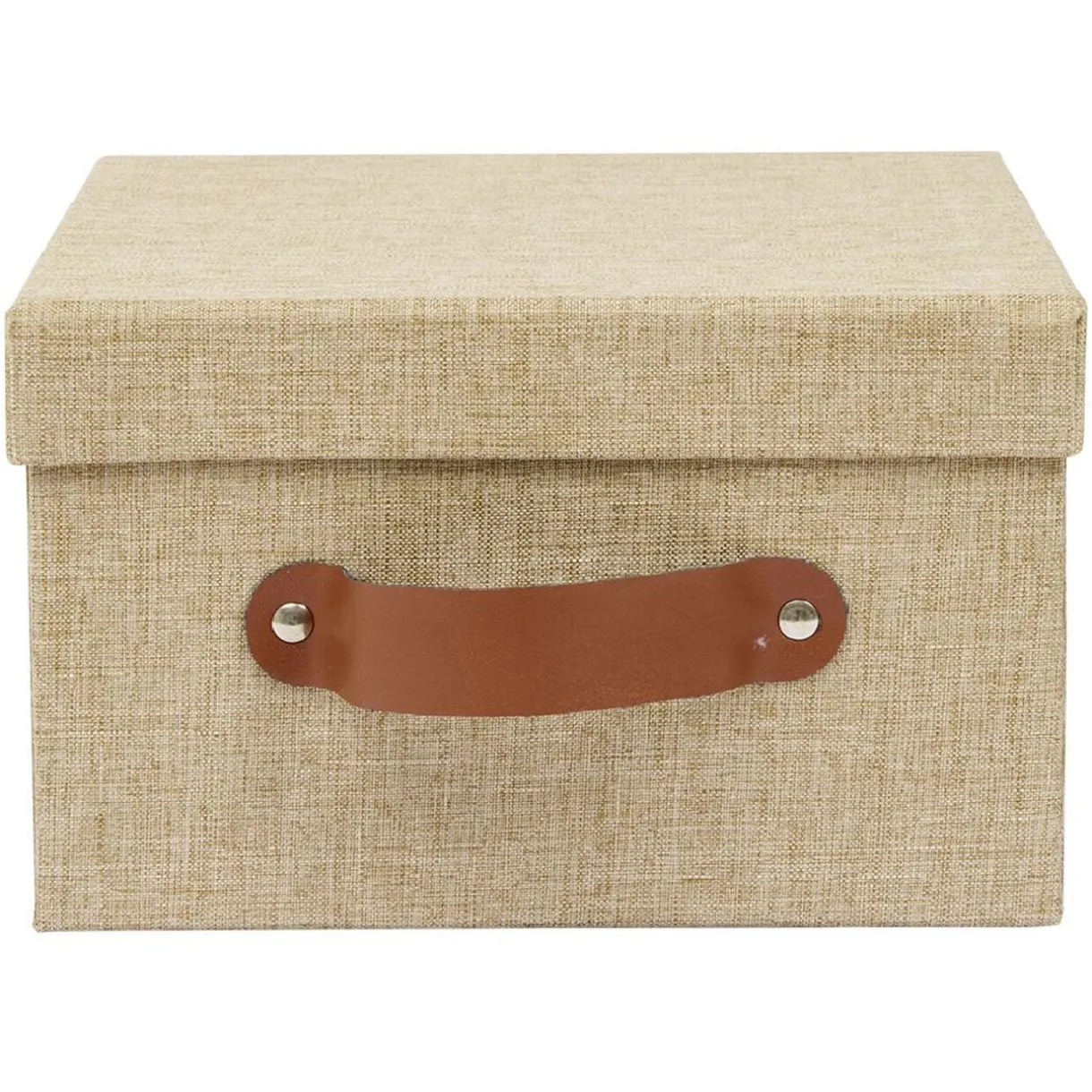 Rangement|Gifi Boîte de rangement décor lin beige 21x21xH12,5cm