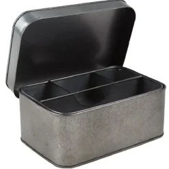 Rangement|Gifi Boîte de rangement en métal gris 4 compartiments