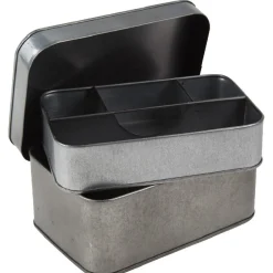 Rangement|Gifi Boîte de rangement en métal gris 4 compartiments