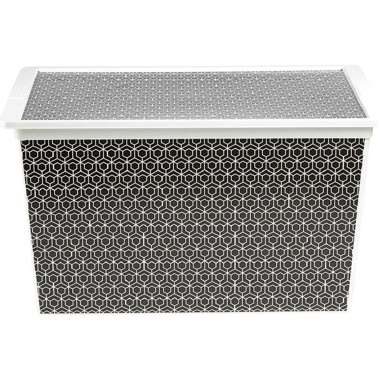 Entretien Du Linge|Gifi Boîte de rangement en plastique motif graphique noir blanc 50L