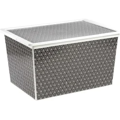 Entretien Du Linge|Gifi Boîte de rangement en plastique motif graphique noir blanc 50L
