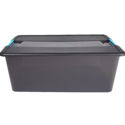 Rangement|Gifi Boîte de rangement gris fumé Kliker avec poignées clips 35 L