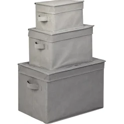 Entretien Du Linge|Gifi Boîte de rangement grise avec couvercle x3