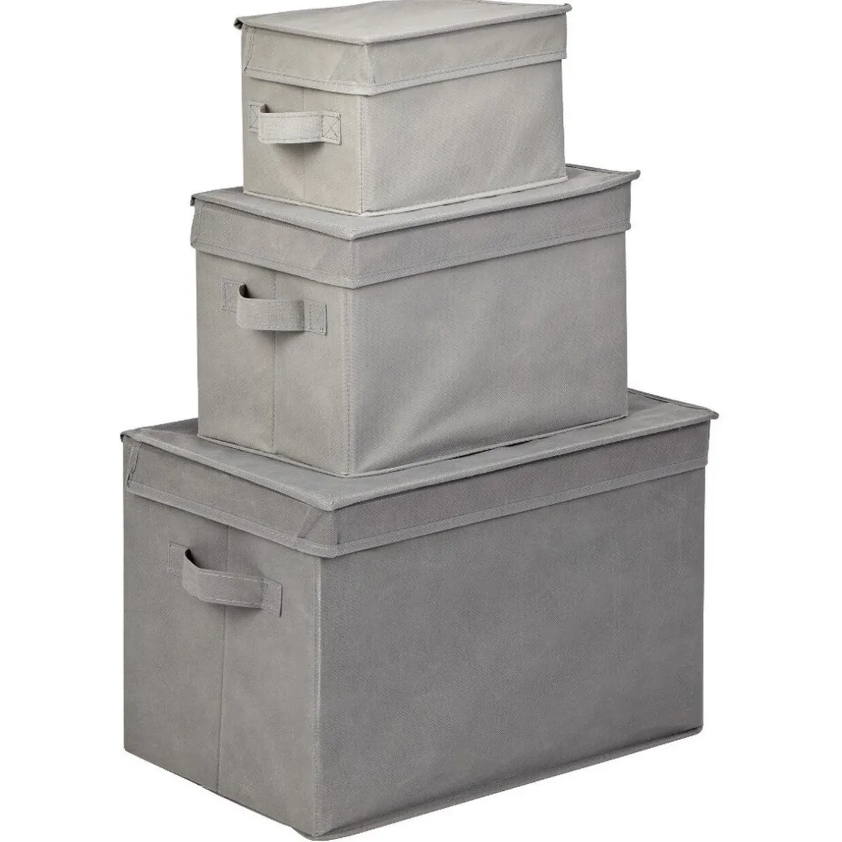 Entretien Du Linge|Gifi Boîte de rangement grise avec couvercle x3