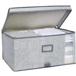 Rangement|Gifi Boîte de rangement grise repliable avec fenêtre