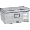 Rangement|Gifi Boîte de rangement grise repliable avec fenêtre