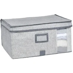 Rangement|Gifi Boîte de rangement grise repliable avec fenêtre