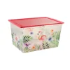 Rangement|Gifi Boîte de rangement motif flamant rose et feuilles 50 L