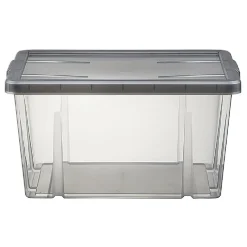 Rangement|Gifi Boîte de rangement noir transparent avec couvercle 30L