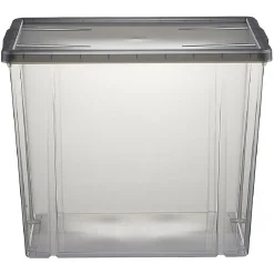 Rangement|Gifi Boîte de rangement noir transparent avec couvercle 82L