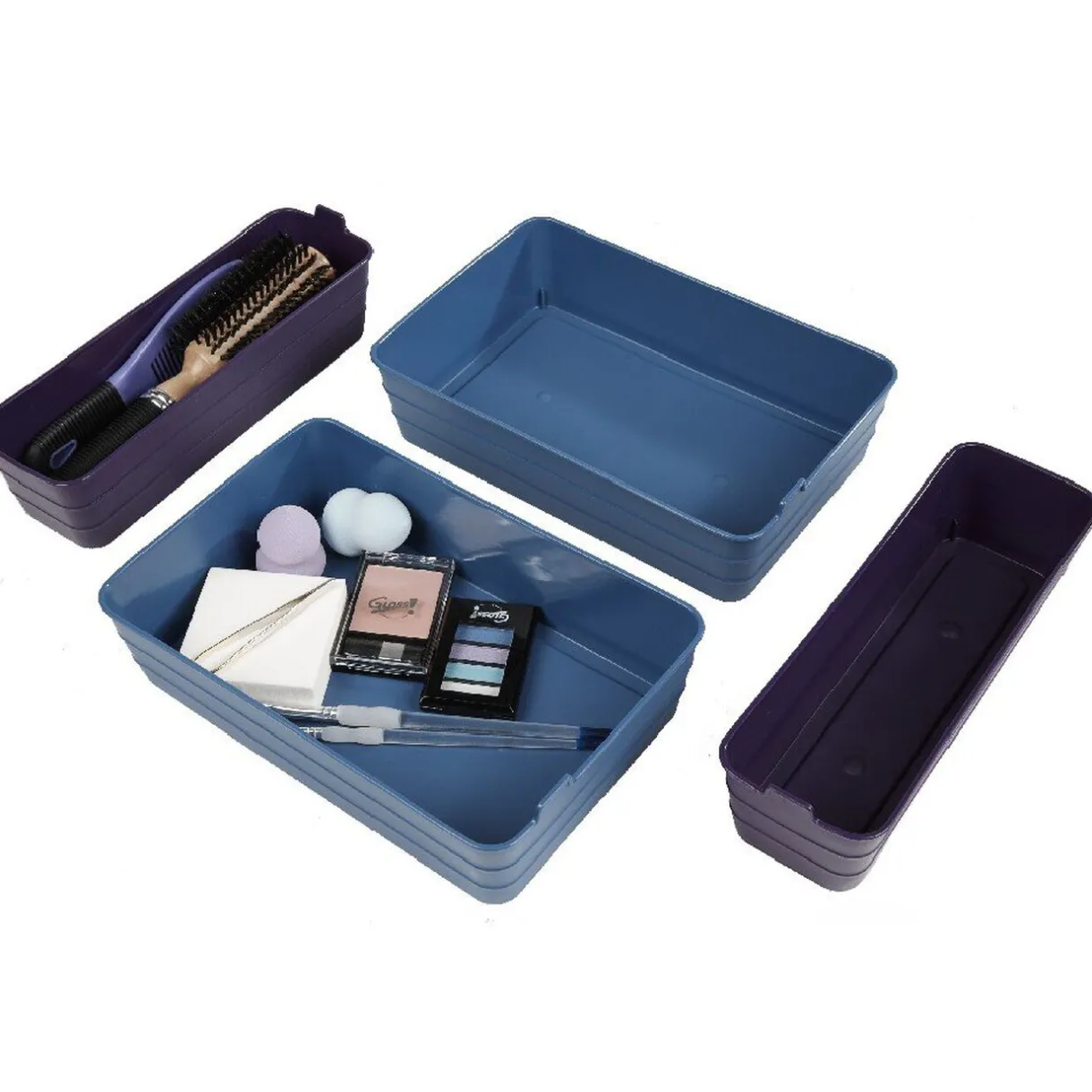 Entretien Du Linge|Gifi Boîte de rangement plastique bleu violet x4