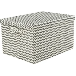 Entretien Du Linge|Gifi Boîte de rangement rectangulaire décor zig zag noir blanc