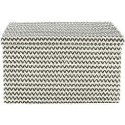 Entretien Du Linge|Gifi Boîte de rangement rectangulaire décor zig zag noir blanc