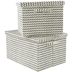 Entretien Du Linge|Gifi Boîte de rangement rectangulaire décor zig zag noir blanc