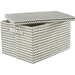 Entretien Du Linge|Gifi Boîte de rangement rectangulaire décor zig zag noir blanc