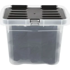 Rangement|Gifi Boîte de rangement transparente à couvercle noir à clips 9 L