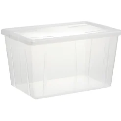 Rangement|Gifi Boîte de rangement transparente avec couvercle 54L