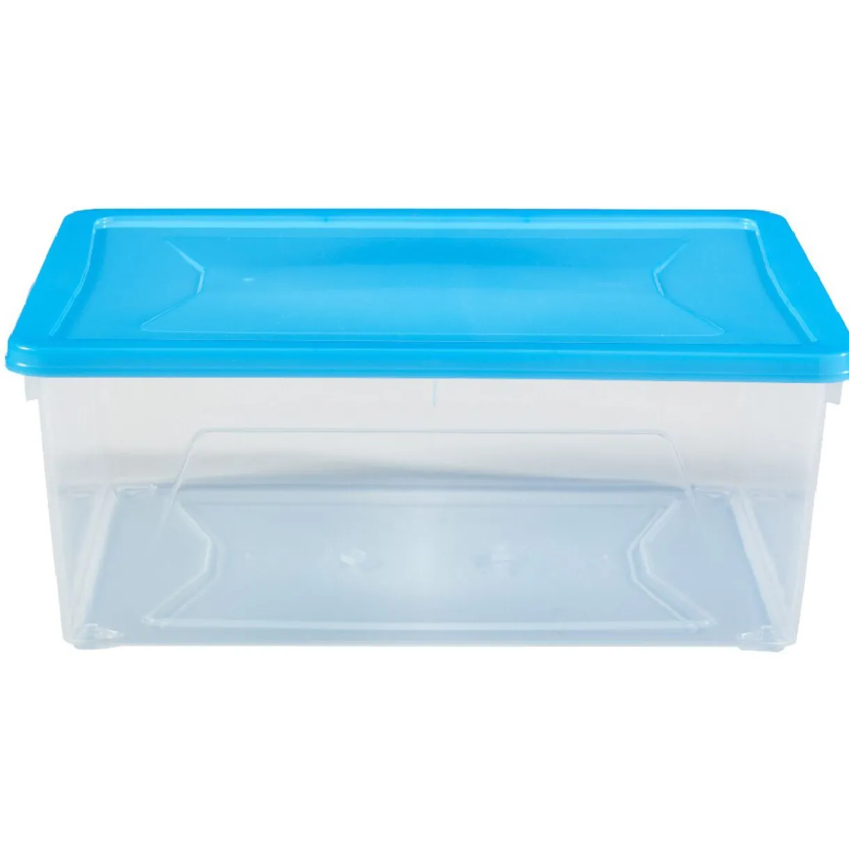 Entretien Du Linge|Gifi Boîte de rangement transparente couvercle bleu 10 L x6