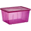 Rangement|Gifi Boîte de rangement violet transparent avec couvercle 30L