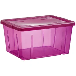 Rangement|Gifi Boîte de rangement violet transparent avec couvercle 30L
