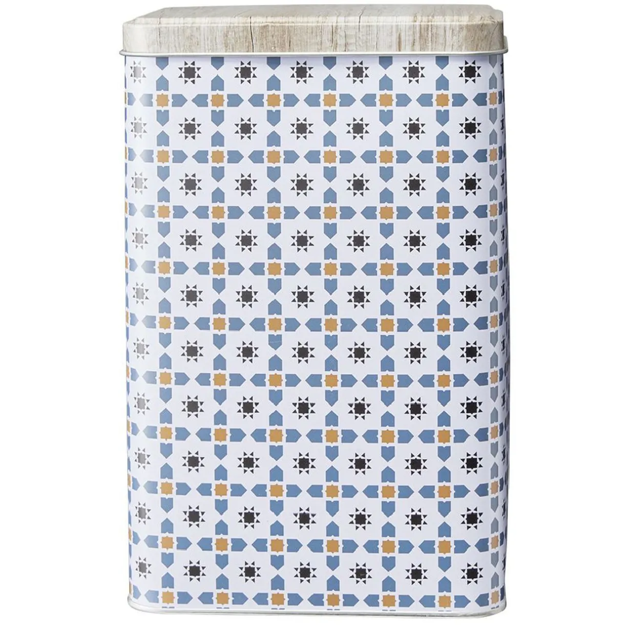 Boîte en métal décor carreau de ciment avec couvercle effet bois^Gifi Sale