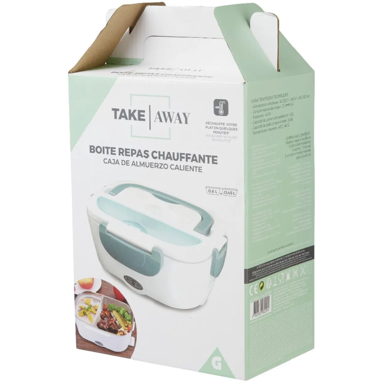 Boîte lunch chauffante 2 compartiments 1 cuillère^Gifi Sale