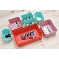 Rangement|Gifi Boîte organiseur tiroir flex rose et vert x7