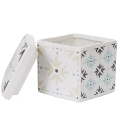 Nettoyage Et Entretien|Gifi Boîte poubelle à coton blanche carreau de ciment