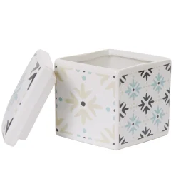 Nettoyage Et Entretien|Gifi Boîte poubelle à coton blanche motif carreau de ciment